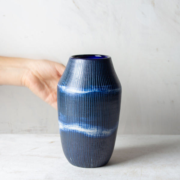 Painterly Blue Steel - Contoured Vase