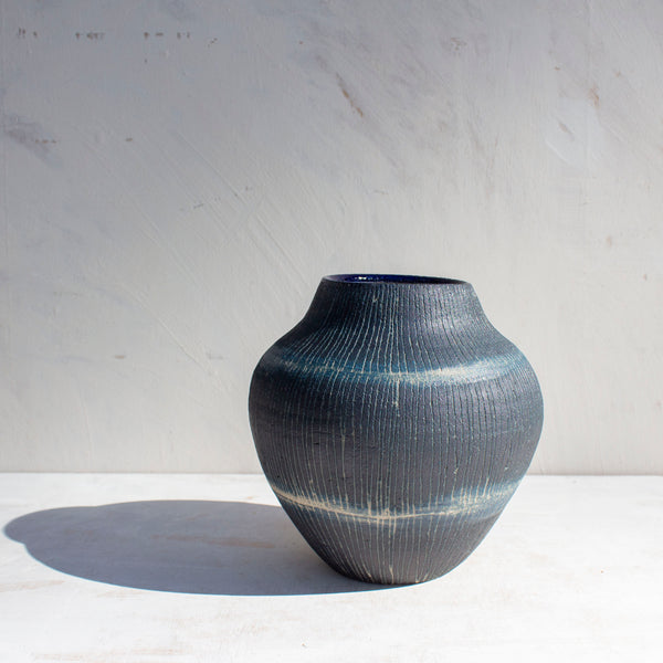 Painterly Blue Steel - Orb Vase