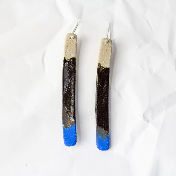 Dip Stick Earrings - Black & Electric Blue