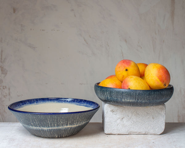Painterly Blue Steel - Rounded Platter
