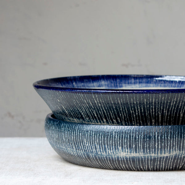 Painterly Blue Steel - Splayed Lg Bowl