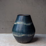 Painterly Blue Steel - Bulbous Vase