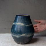 Painterly Blue Steel - Bulbous Vase