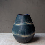 Painterly Blue Steel - Bulbous Vase