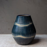 Painterly Blue Steel - Bulbous Vase