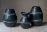 Painterly Blue Steel - Bulbous Vase