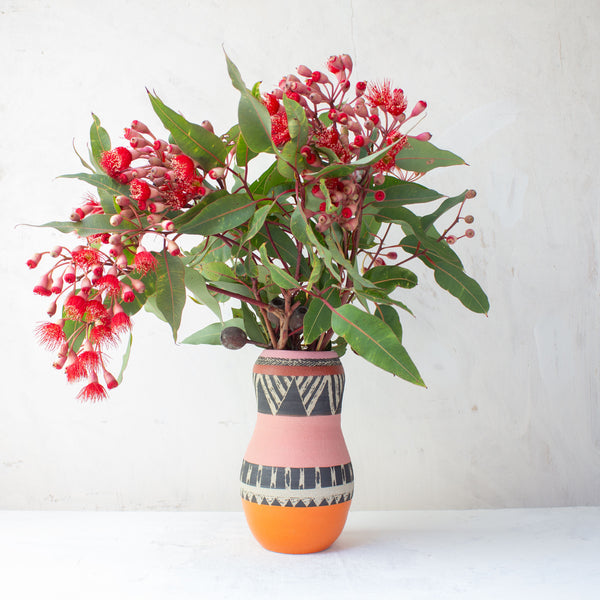 Tri Burst Candy Cane - Contoured Vase