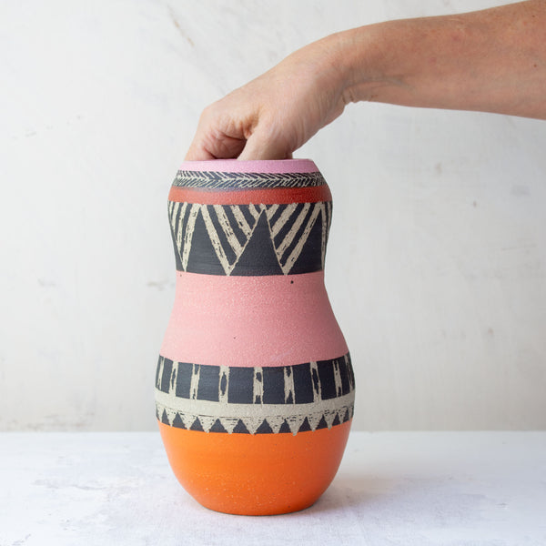 Tri Burst Candy Cane - Contoured Vase