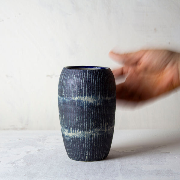 Painterly Blue Steel - Contoured Vase