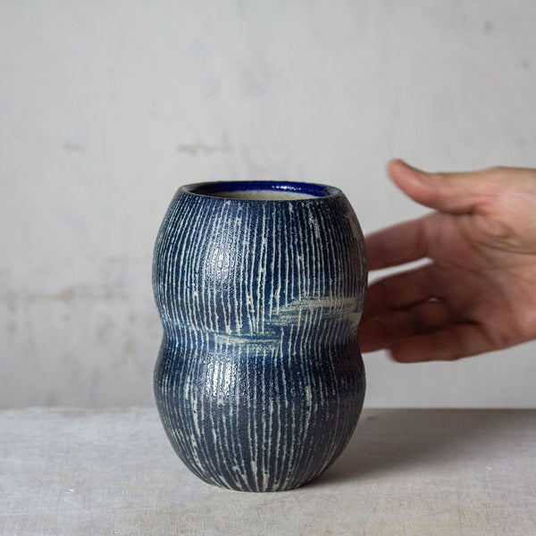 Painterly Blue Steel - Contouredt Vase