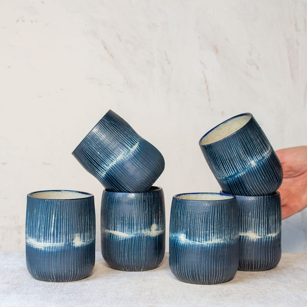 Painterly Blue Steel - Dimple Tumbler