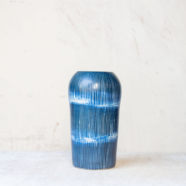 Painterly Blue Steel - Enclosed Vase
