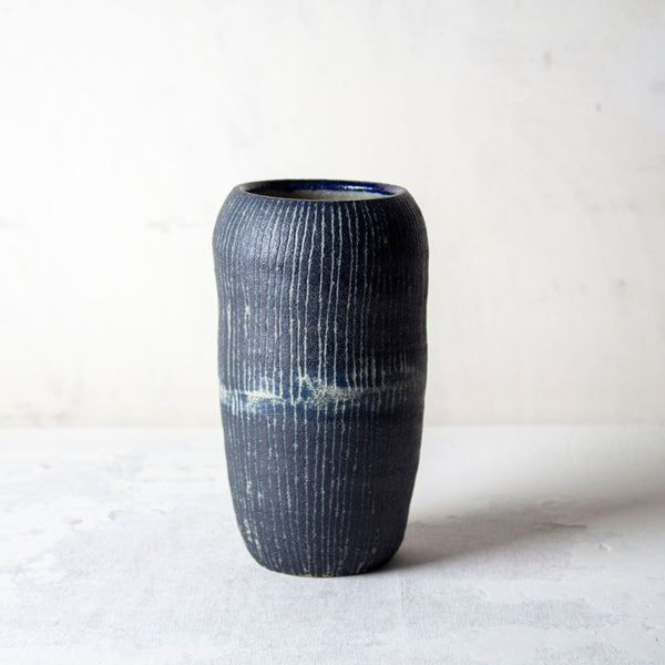 Painterly Blue Steel - Enclosed Vase