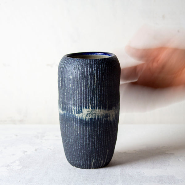 Painterly Blue Steel - Enclosed Vase