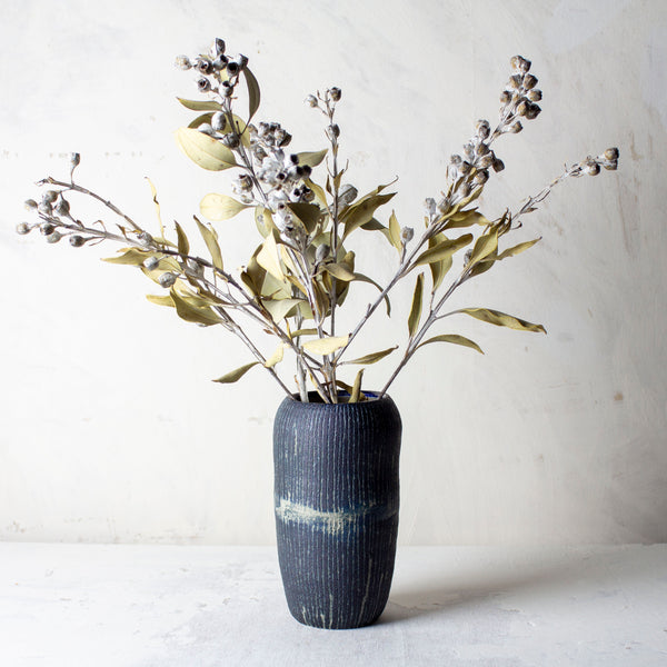 Painterly Blue Steel - Enclosed Vase