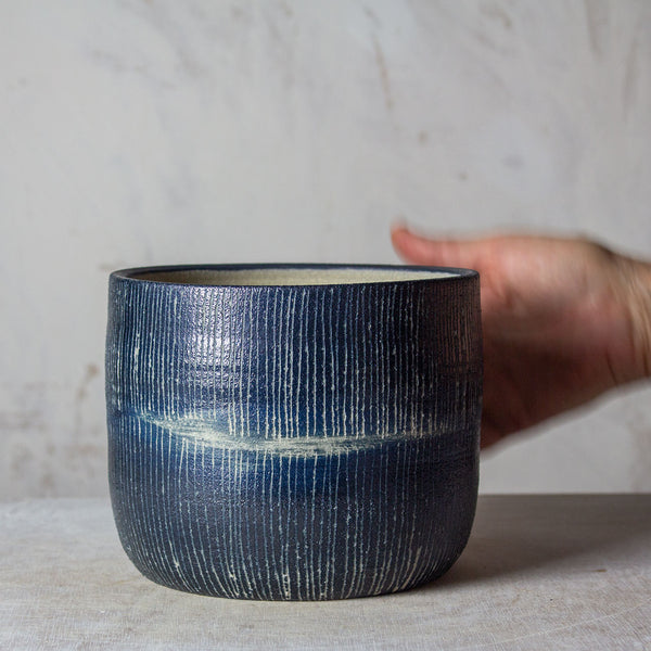 Painterly Blue Steel  - Lg Planter