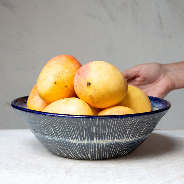 Painterly Blue Steel - Splayed Lg Bowl