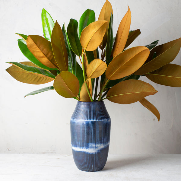 Painterly Blue Steel - Contoured Vase