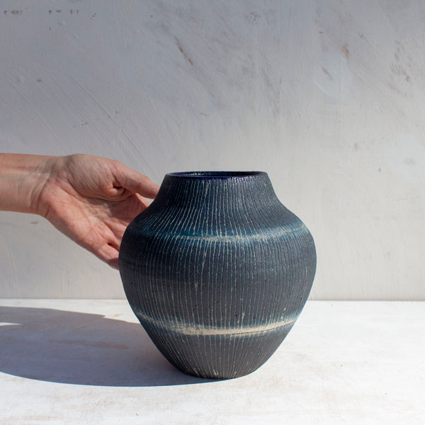 Painterly Blue Steel - Orb Vase