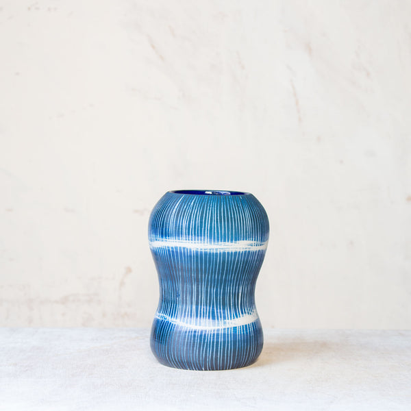 Painterly Blue Steel - Peanut Vase