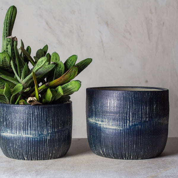 Painterly Blue Steel  - Planter