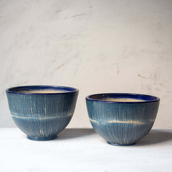 Painterly Blue Steel - Rounded Bowl