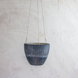 Painterly Blue Steel -  Med Rounded Hanging Planter