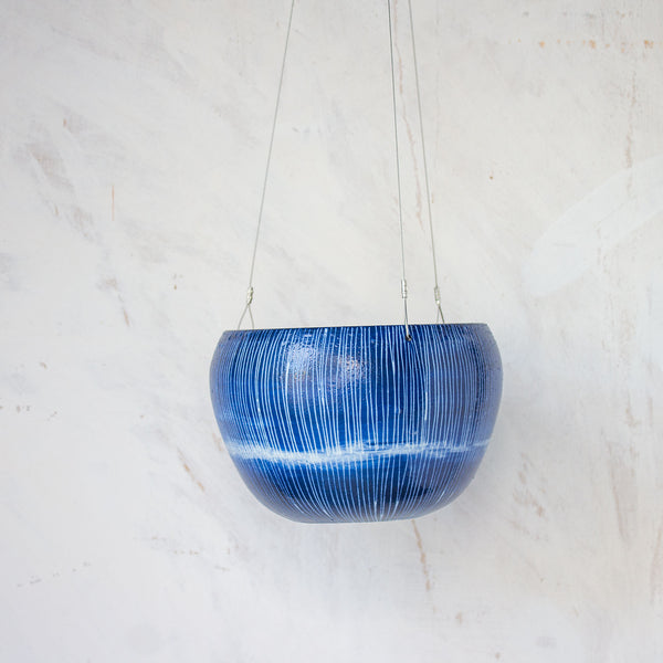 SECOND - BLUE STEEL HANGING PLANTER