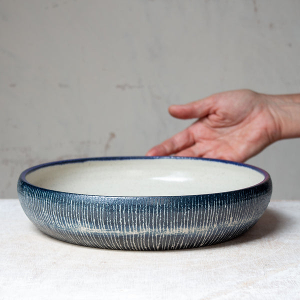Painterly Blue Steel - Rounded Platter