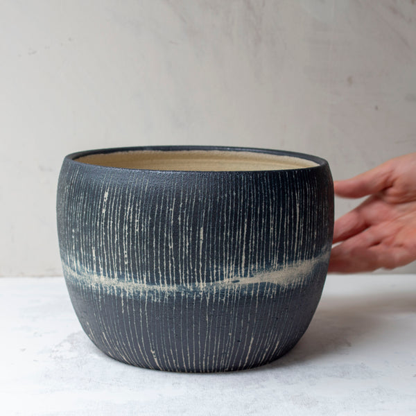 Painterly Blue Steel  - Rounded XL Planter