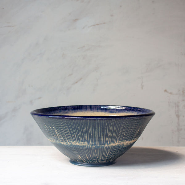 Painterly Blue Steel - Shallow Bowl