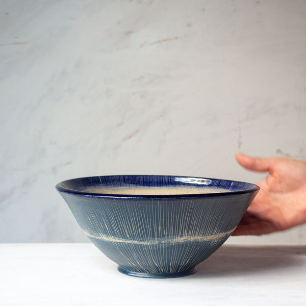 Painterly Blue Steel - Shallow Bowl