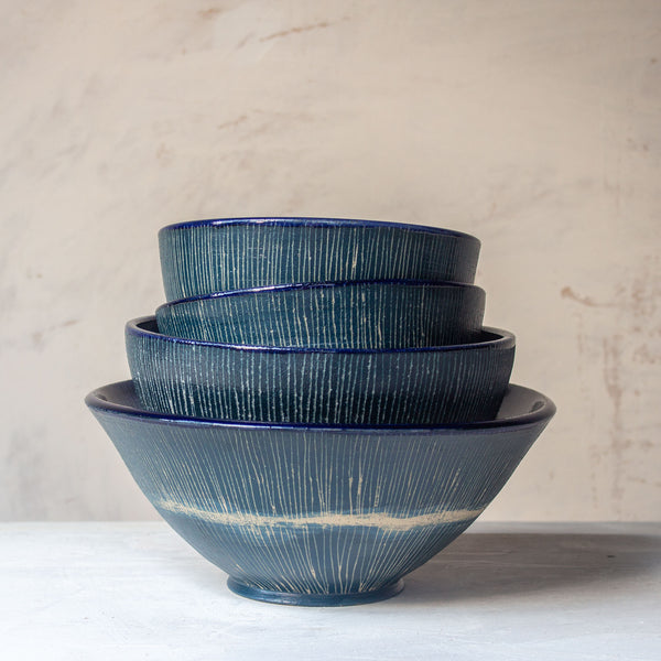 Painterly Blue Steel - Tall Bowl