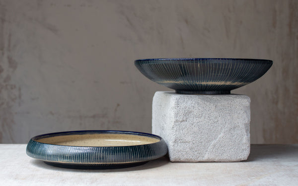 Painterly Blue Steel - Med Platter