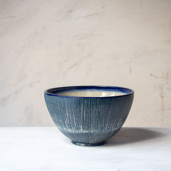 Painterly Blue Steel - Tall Bowl