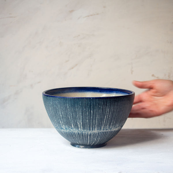 Painterly Blue Steel - Tall Bowl