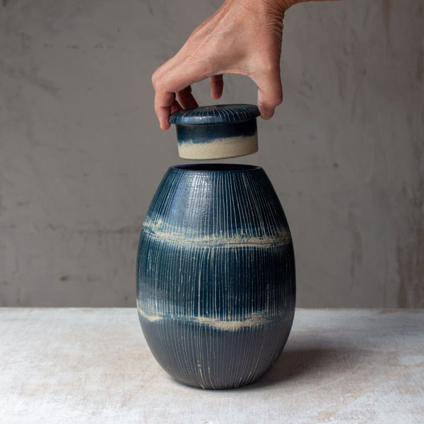 Painterly Blue Steel - Urn Vase