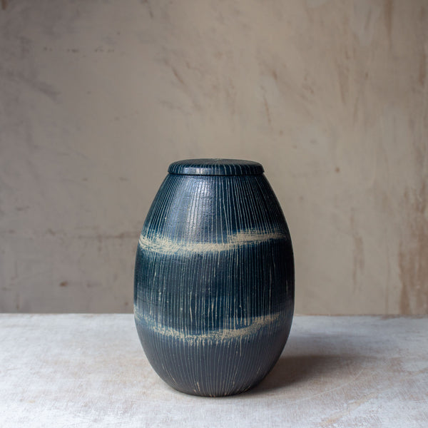 Painterly Blue Steel - Urn Vase