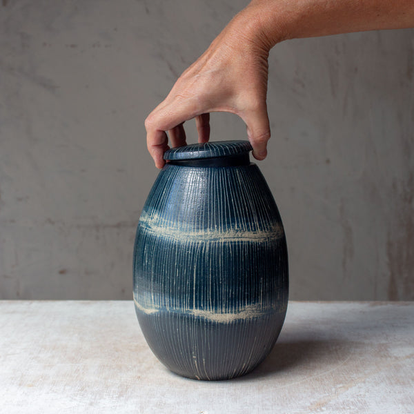 Painterly Blue Steel - Urn Vase