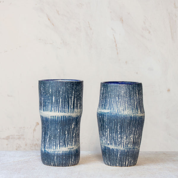 Painterly Blue Steel - Contoured Vase