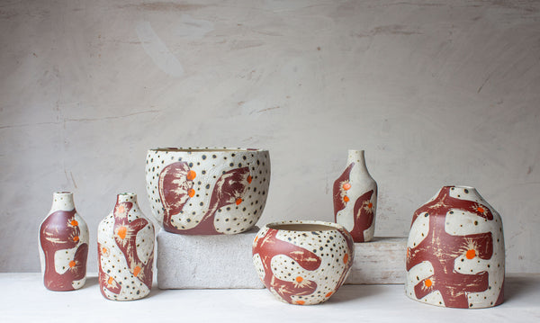 Flaming Fronds - Sm Bottle Vase