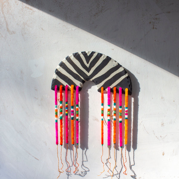 Rainbow - Ceramic wall piece with embellishmnets