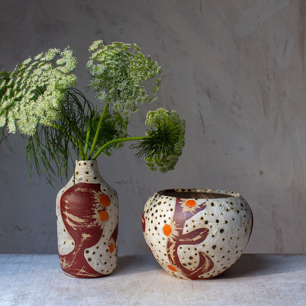 Flaming Fronds - Orb Vase