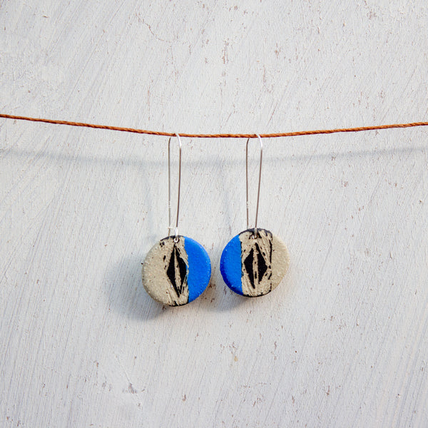 Diamond little disc earrings - Electric Blue