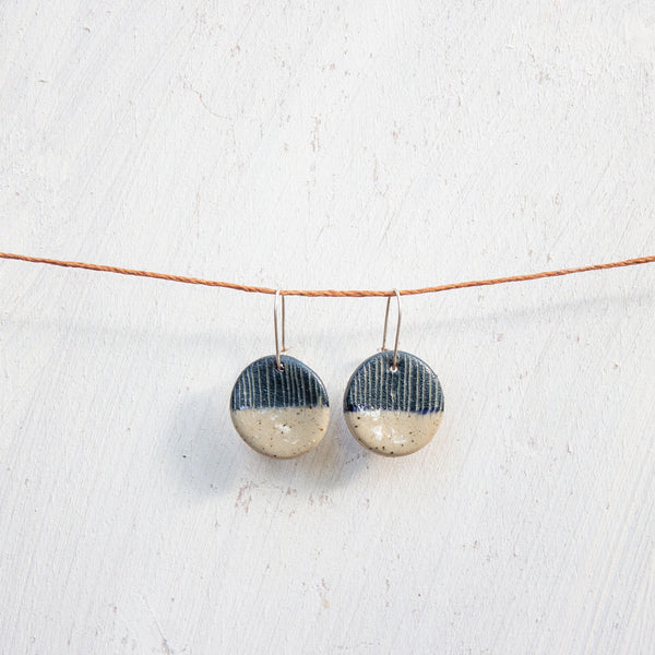 Half Moon little disc earrings - Blue Steel #1