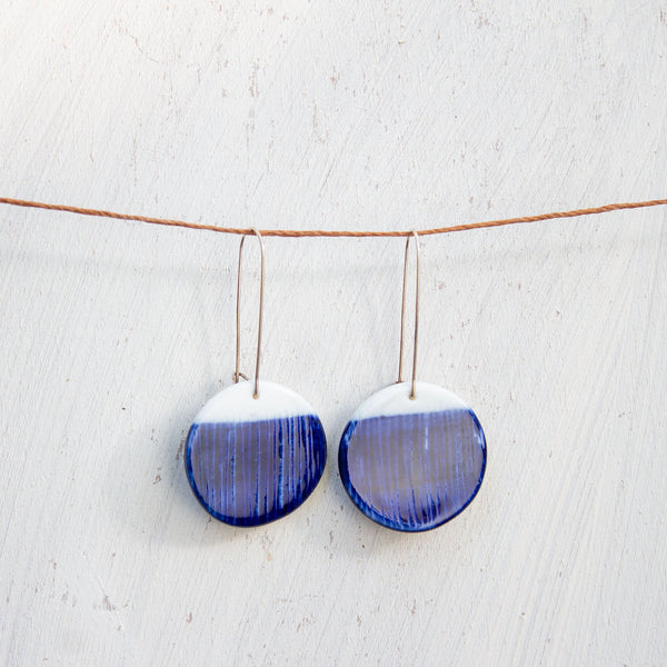 Half Moon medium disc earrings - Indigo #2