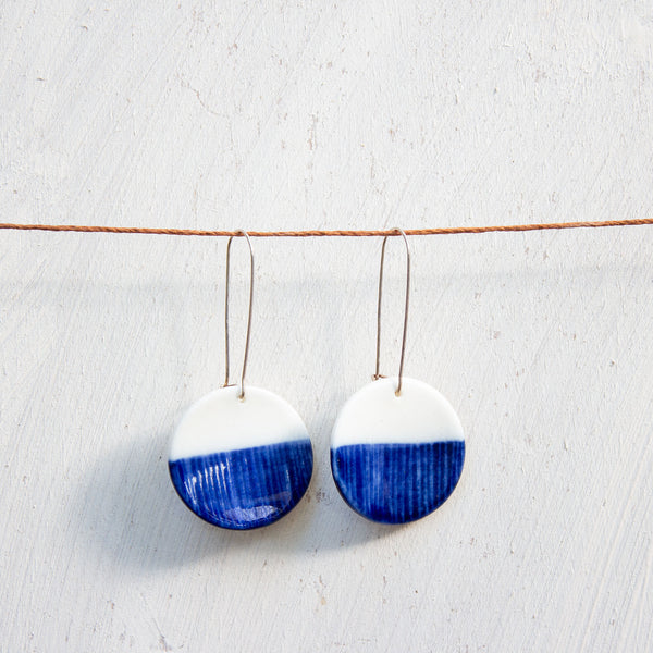 Half Moon medium disc earrings - Indigo #1