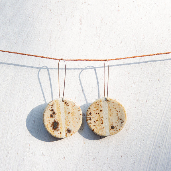 Path medium disc earrings - Natural