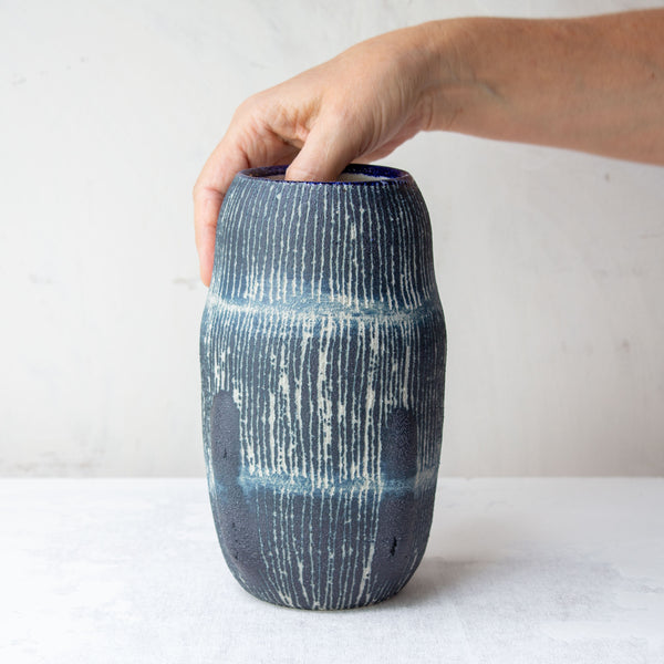 Painterly Blue Steel - Distorted Vase