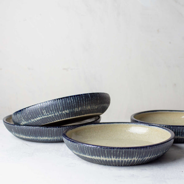 SAMPLE - Painterly Blue Steel - Small Shallow Bowl